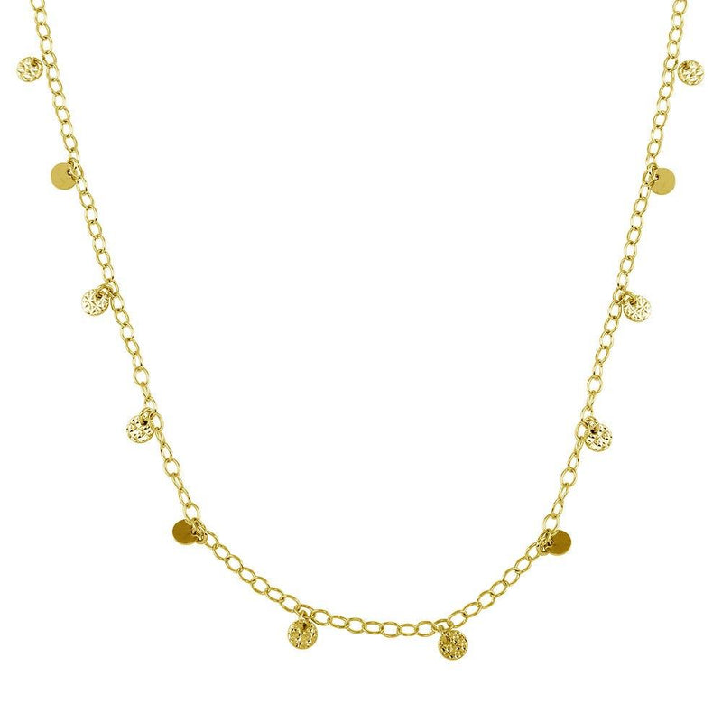 Silver 925 Gold Plated Confetti Disc Necklace - DIN00097GP | Silver Palace Inc.