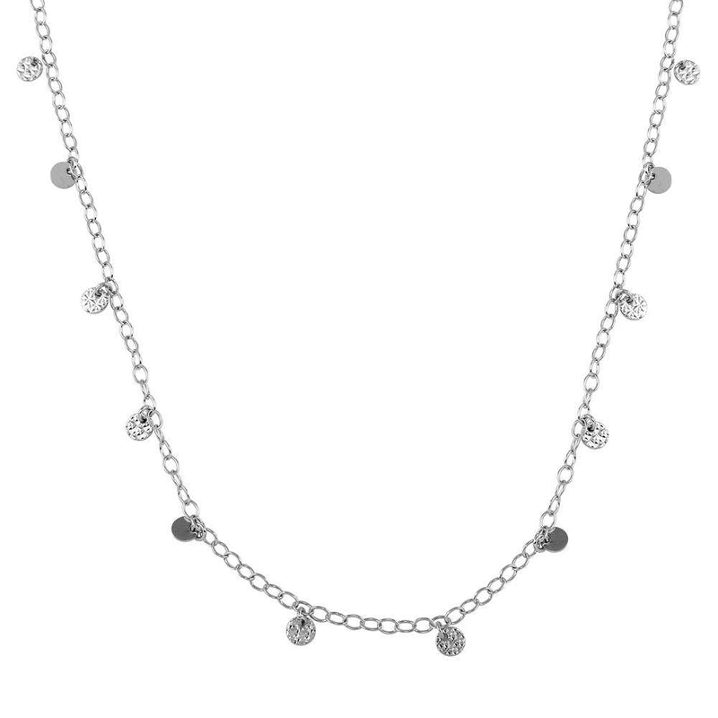 Silver 925 Rhodium Plated Confetti Disc Necklace - DIN00097RH | Silver Palace Inc.