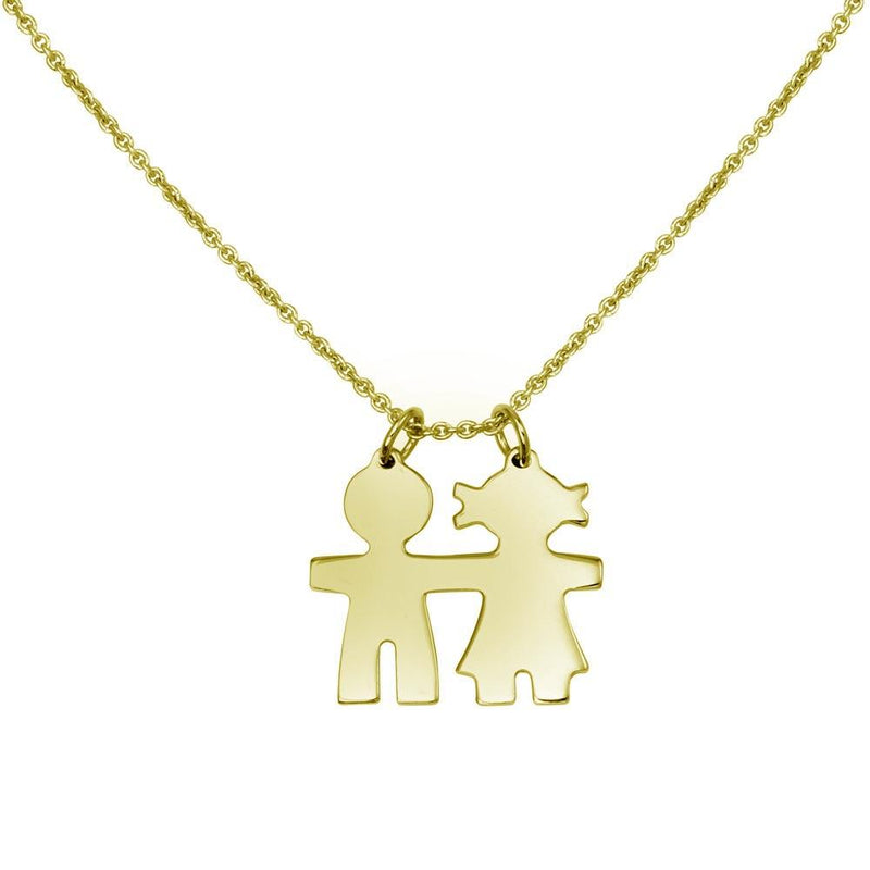 Silver 925 Gold Plated Baby Boy and Girl Necklace - DIN00104GP | Silver Palace Inc.