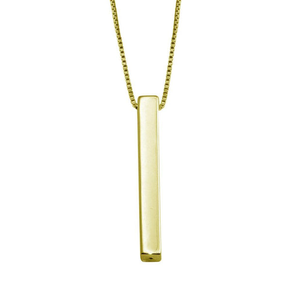 Silver 925 Gold Plated Drop Down Bar Necklace - DIN00108GP | Silver Palace Inc.