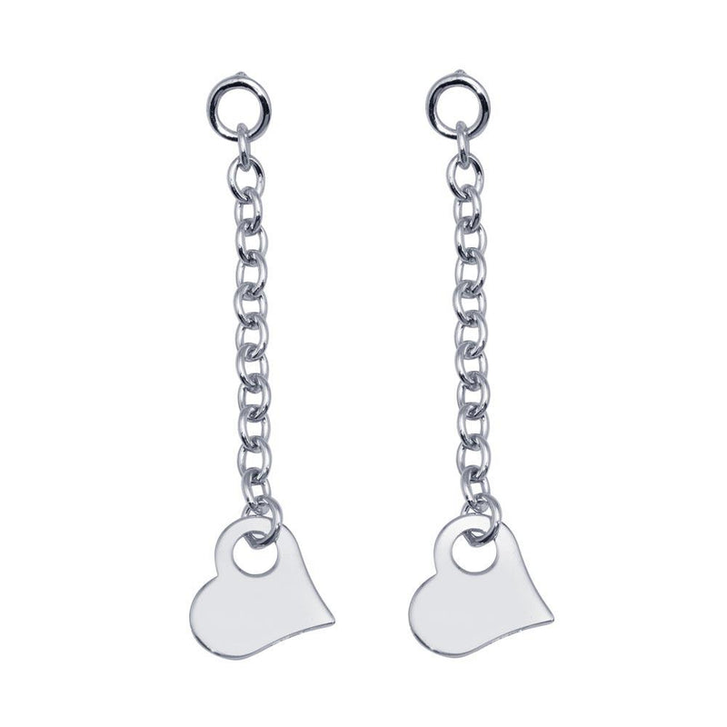 Silver 925 Rhodium Plated Drop Heart Earrings - DSE00004 | Silver Palace Inc.