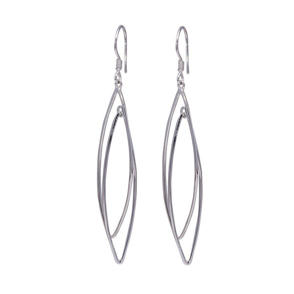 Silver 925 Rhodium Plated Two Graduated Open Marquis Dangling Hook Earrings - DSE00016 | Silver Palace Inc.