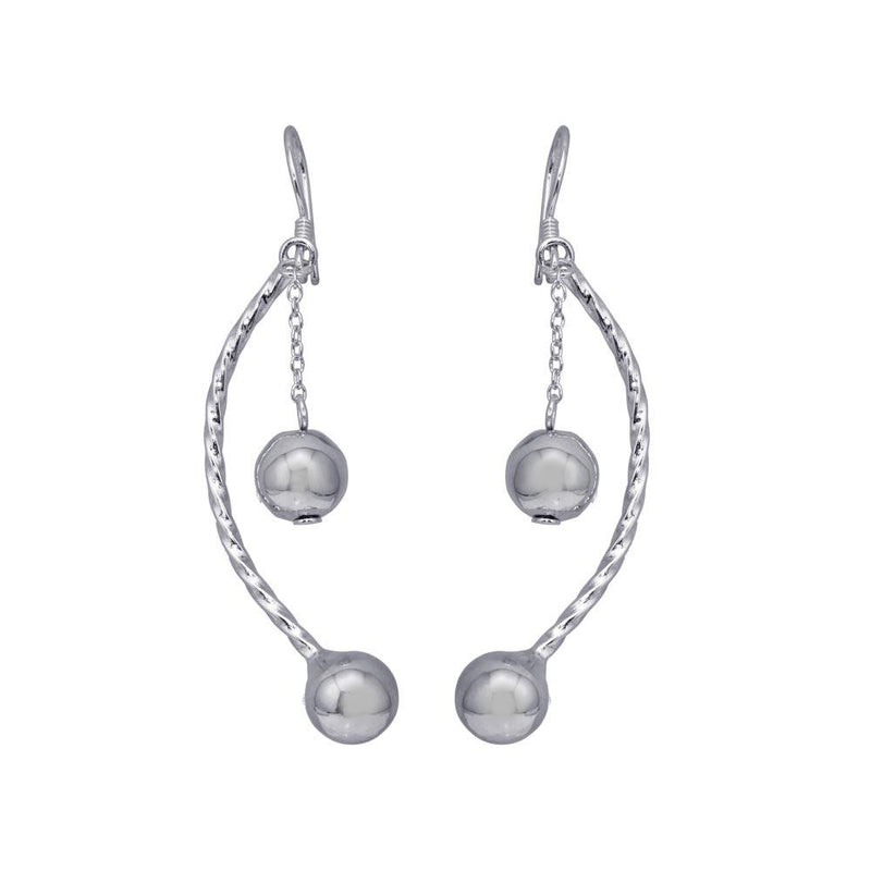 Silver 925 Rhodium Plated Ball and Rope Earrings - DSE00039 | Silver Palace Inc.