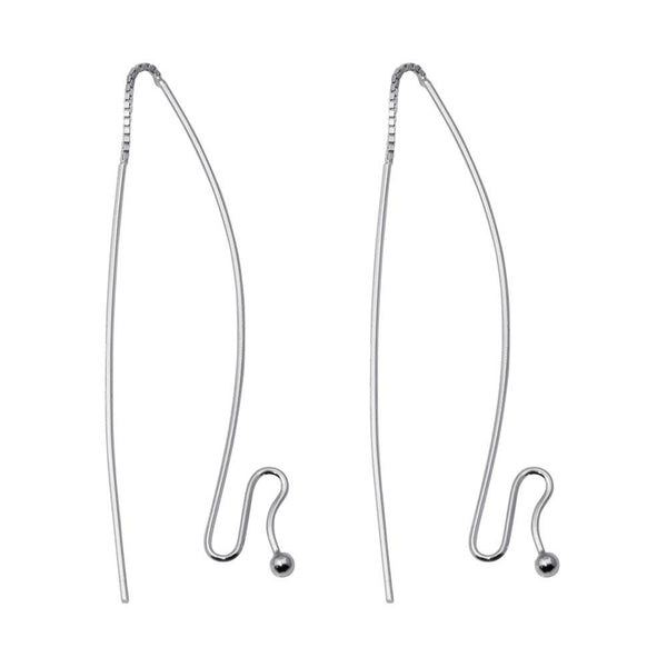 Silver 925 Rhodium Plated Dangling Wire Hanging Ball Hook Earrings - DSE00053 | Silver Palace Inc.