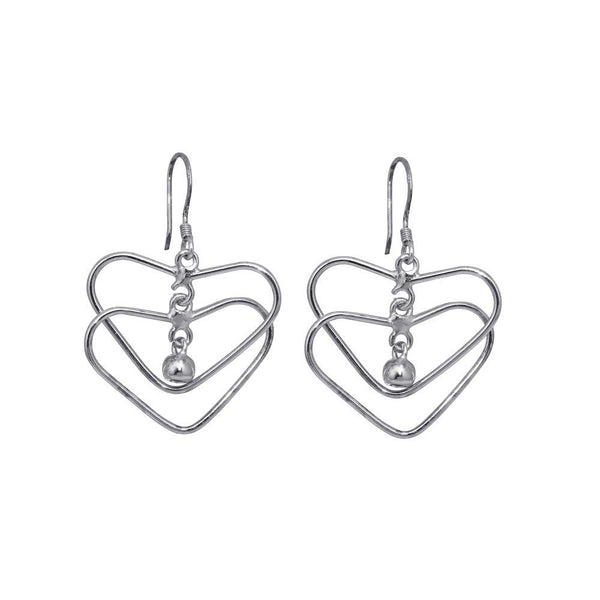 Silver 925 Rhodium Plated Open Cross Heart Dangling Hook Earrings - DSE00059 | Silver Palace Inc.