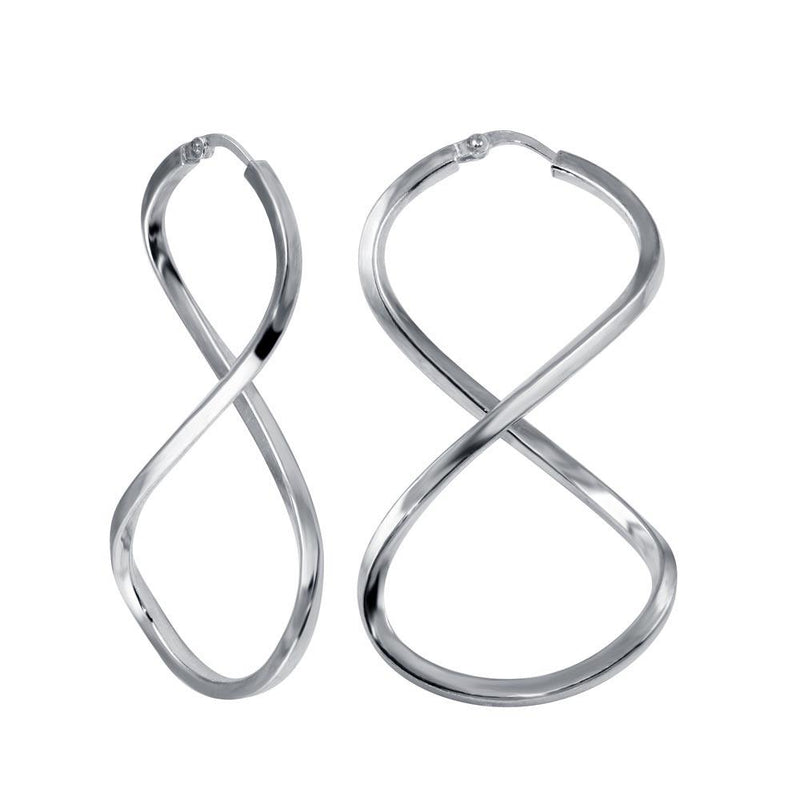 Silver 925 Rhodium Plated Infinity Hoop Earring - LS-S20025-40 | Silver Palace Inc.