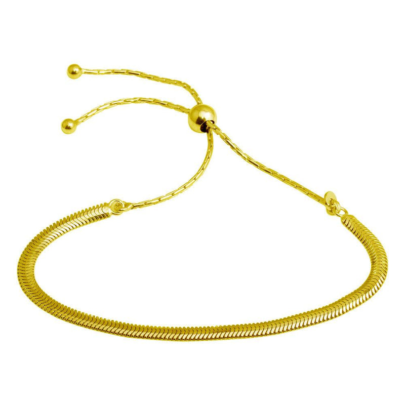 Silver 925 Gold Plated Omega Chain Lariat Bracelet - ECB00104GP | Silver Palace Inc.
