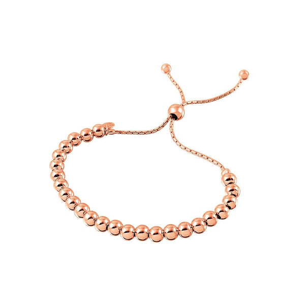 Silver 925 Rose Gold Plated Beaded Lariat Italian Bracelet 5.2mm - DIB00016RGP | Silver Palace Inc.