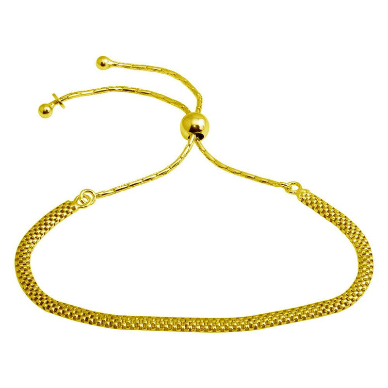 Silver 925 Gold Plated Mesh Chain Lariat Bracelet - ECB00117GP | Silver Palace Inc.
