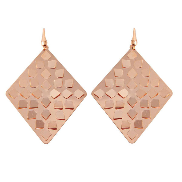 Silver 925 Rose Gold Plated Rhombus Earrings - ECE00014R | Silver Palace Inc.
