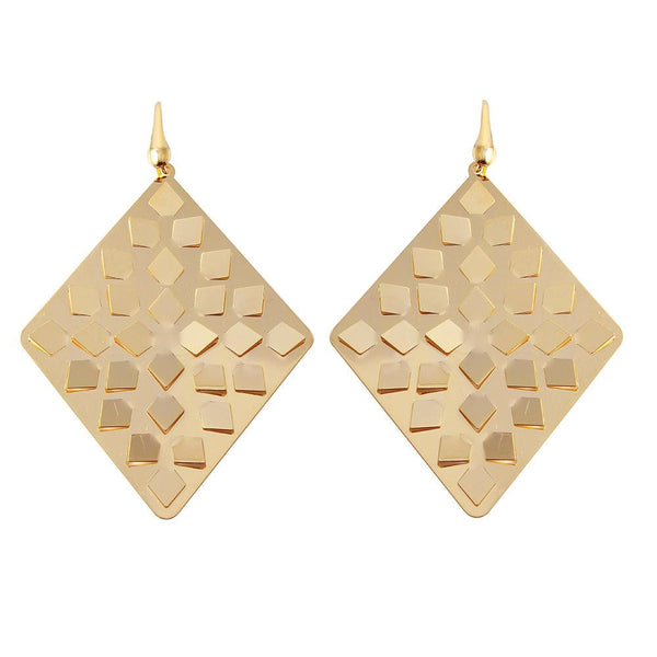 Silver 925 Gold Plated Flat Scoop Rhombus Earrings - ECE00014Y | Silver Palace Inc.