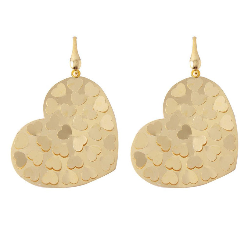 Silver 925 Gold Plated Flat Scoop Heart Earrings - ECE00015Y | Silver Palace Inc.