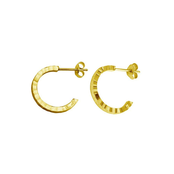 Silver 925 Gold Plated Diamond Cut Semi Hoop Earrings 20mm - ECE00031GP | Silver Palace Inc.