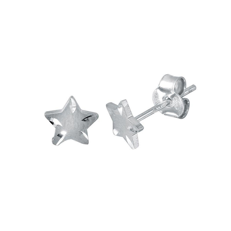 Silver 925 Rhodium Plated DC Star Earrings - ECE00038RH | Silver Palace Inc.