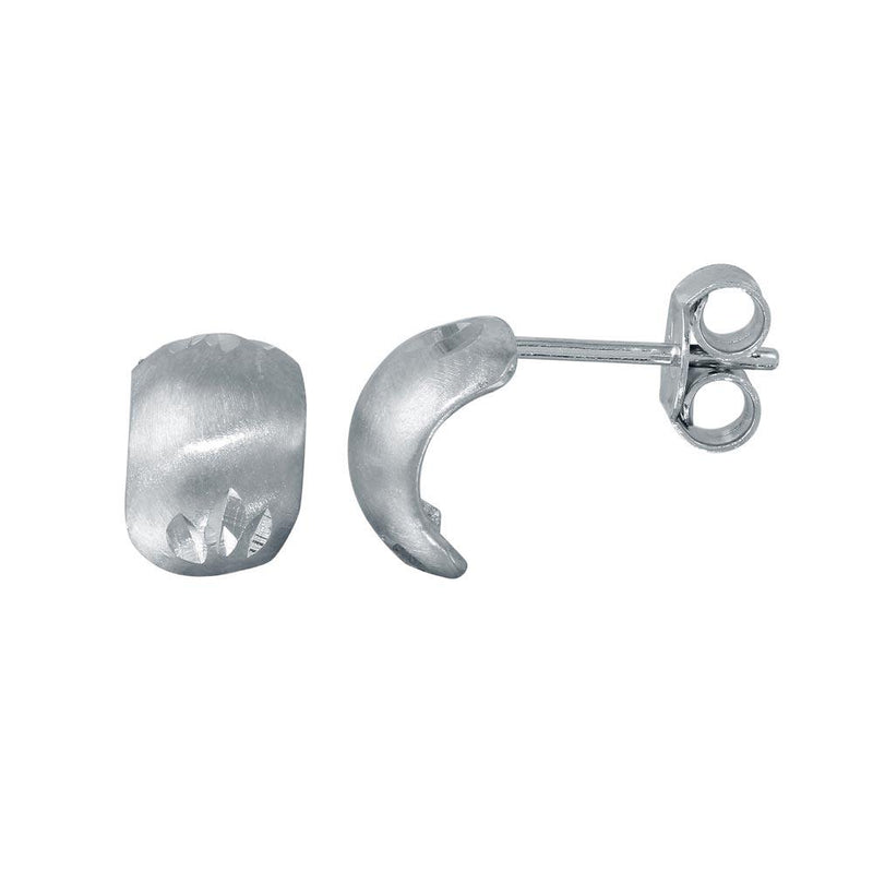 Silver 925 Rhodium Plated DC huggie hoop Semi Hoop Earrings - ECE00055RH | Silver Palace Inc.