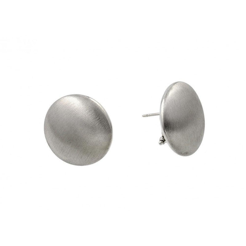 Silver 925 Rhodium Plated Flat Round Stud Earrings - ECE009RH | Silver Palace Inc.