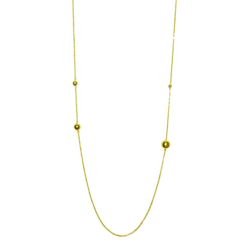 Silver 925 Gold Plated Bead Necklace - ECN00027GP | Silver Palace Inc.