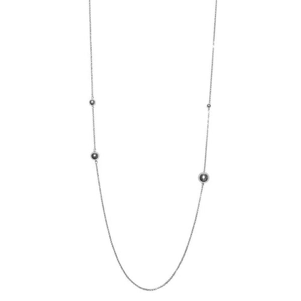 Silver 925 Rhodium Plated Bead Necklace - ECN00027RH | Silver Palace Inc.