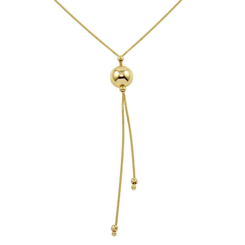 Silver 925 Gold Plated Drop Bead Necklace - ECN00029GP | Silver Palace Inc.