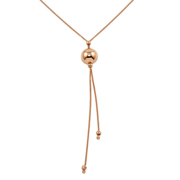 Silver 925 Rose Gold Plated Drop Bead Necklace - ECN00029RGP | Silver Palace Inc.