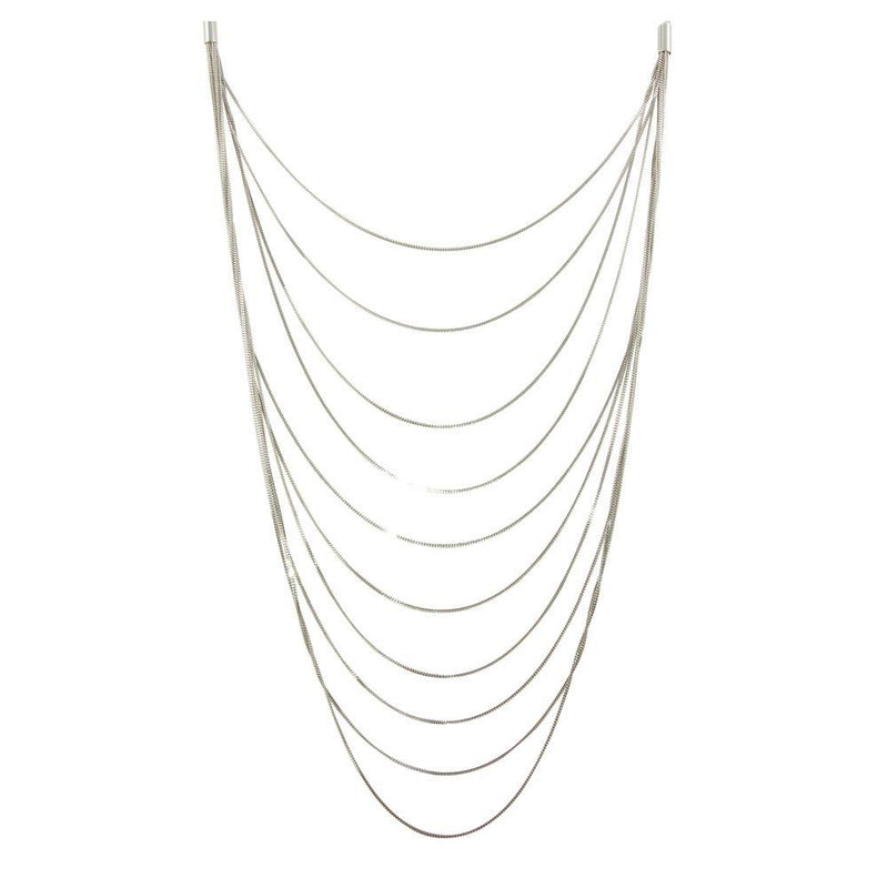 Silver 925 Rhodium Plated Multiple Chain Necklace - ECN00031RH | Silver Palace Inc.