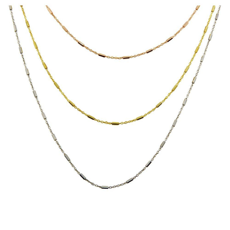 Silver 925 Tricolor 3 Chain Necklace - ECN00032 | Silver Palace Inc.