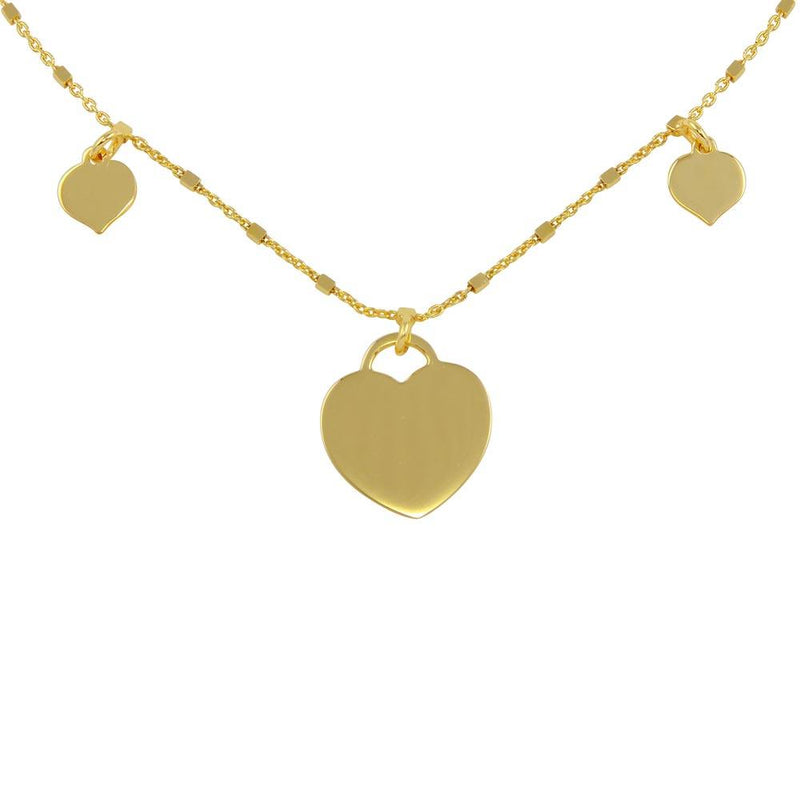Silver 925 Gold Plated Triple Heart Choker Necklace - ECN00037GP | Silver Palace Inc.