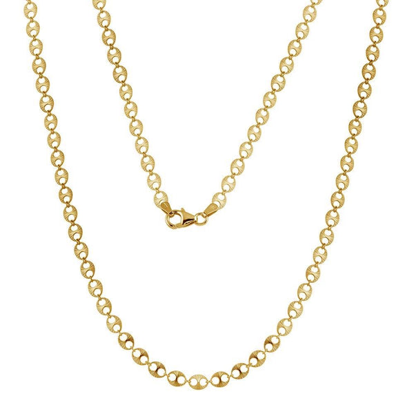 Silver 925 Gold Plated Double Hole Link Necklace - ECN00039GP | Silver Palace Inc.