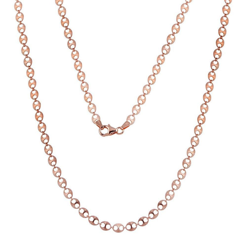 Silver 925 Rose Gold Plated Double Hole Link Necklace - ECN00039RGP | Silver Palace Inc.