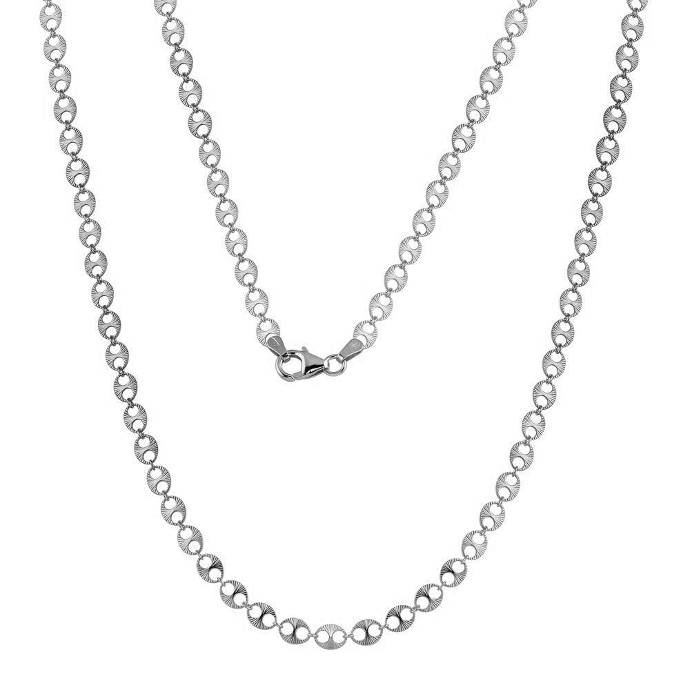 Silver 925 Rhodium Plated Double Hole Link Necklace ECN00039RH