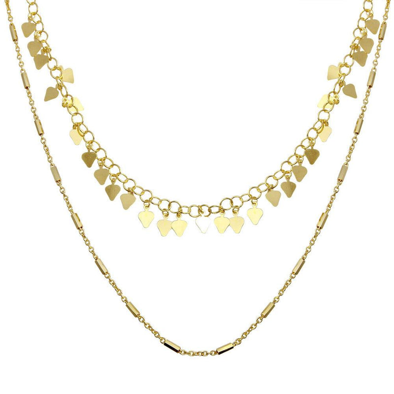 Silver 925 Gold Plated Double Chain Confetti Necklace - ECN00047GP | Silver Palace Inc.