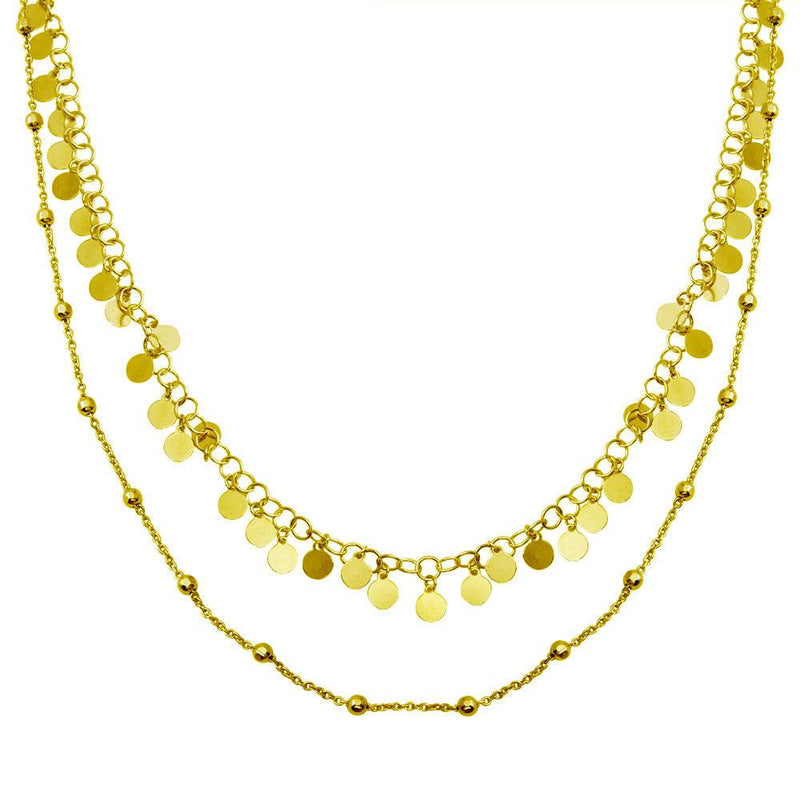 Silver 925 Gold Plated Double Chain Confetti Necklace - ECN00048GP | Silver Palace Inc.