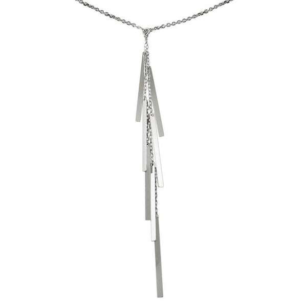 Silver 925 Rhodium Plated Dangling Bar Necklace - ECN00053RH | Silver Palace Inc.
