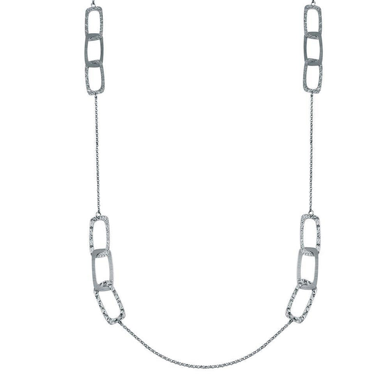 Silver 925 Rhodium Plated DC Open Squares Necklace - ECN00066RH | Silver Palace Inc.