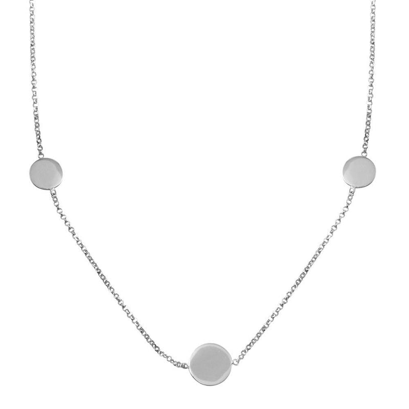 Silver 925 Rhodium Plated Disc Chain Bead Necklace - ECN00067RH | Silver Palace Inc.