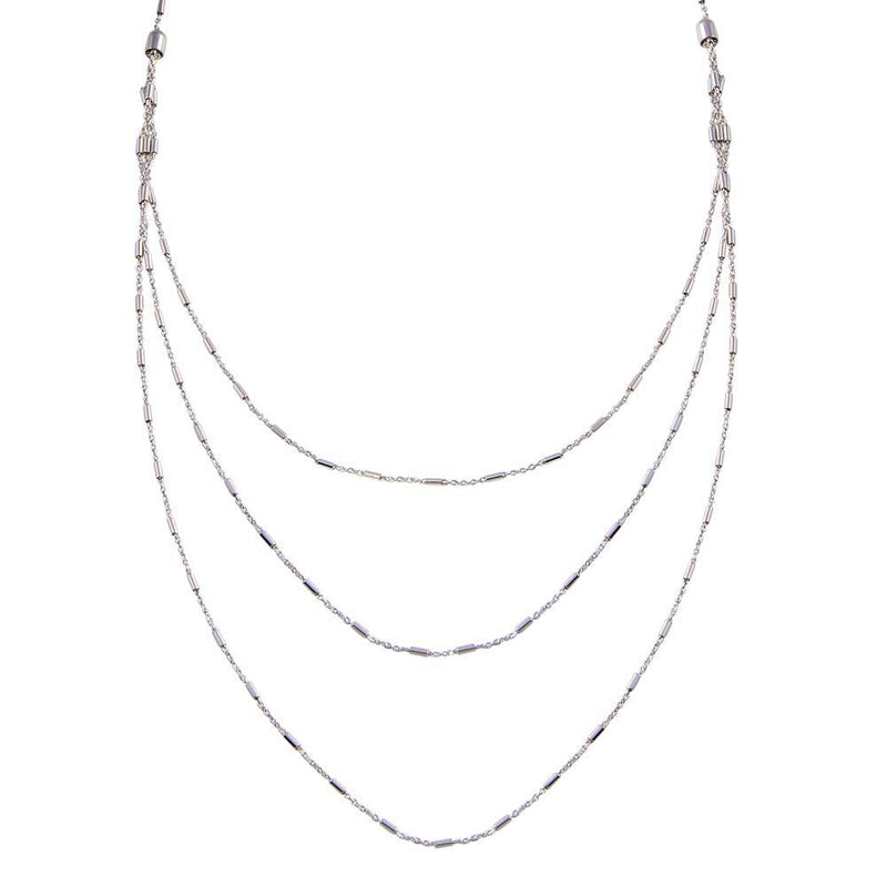Silver 925 Rhodium Plated Multi Chain Bar Necklace - ECN00068RH | Silver Palace Inc.