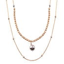 Silver 925 Rose Gold Plated Multi Chain Bead Necklace - ECN00069RGP | Silver Palace Inc.