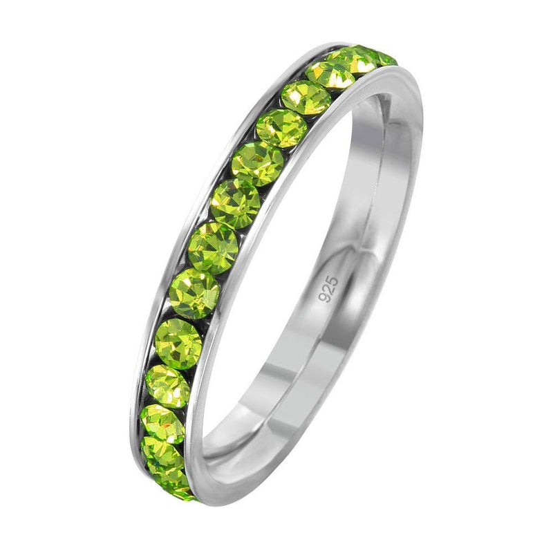 Silver 925 Rhodium Plated Birthstone August Channel Eternity Band - ETRY-AUG | Silver Palace Inc.