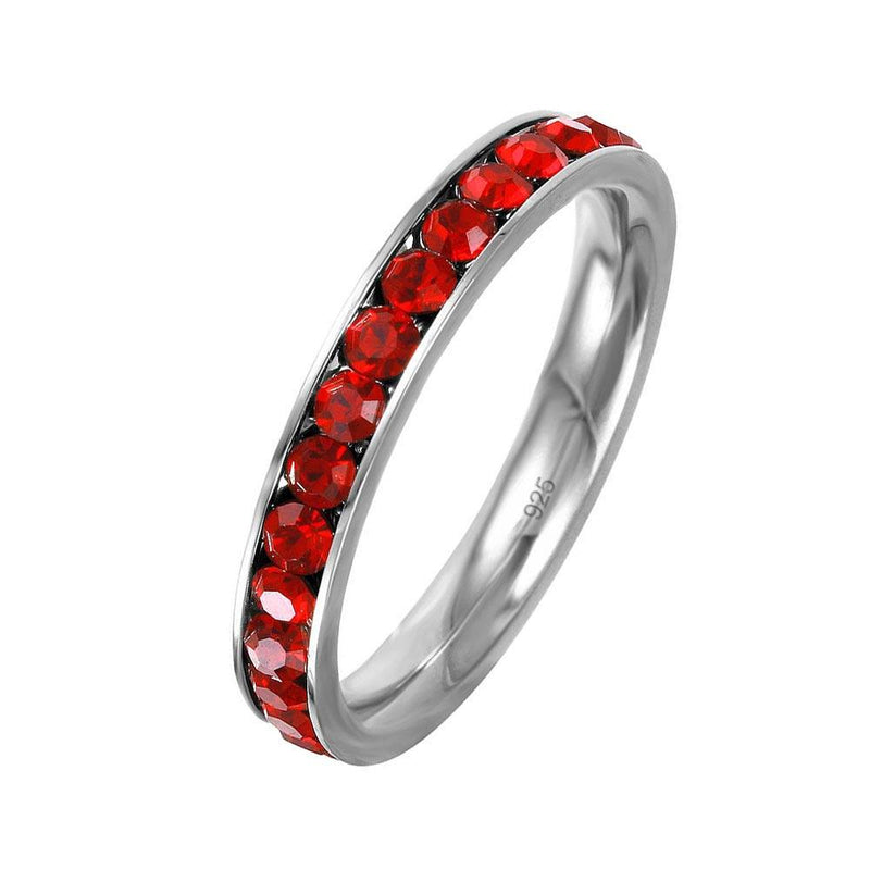 Silver 925 Rhodium Plated Birthstone July Channel Eternity Band - ETRY-JUL | Silver Palace Inc.