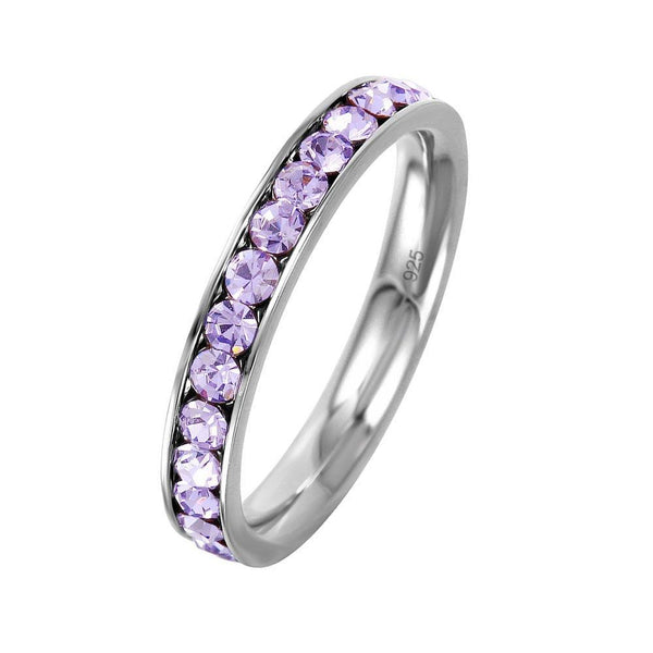 Silver 925 Rhodium Plated Birthstone June Channel Eternity Band - ETRY-JUN | Silver Palace Inc.