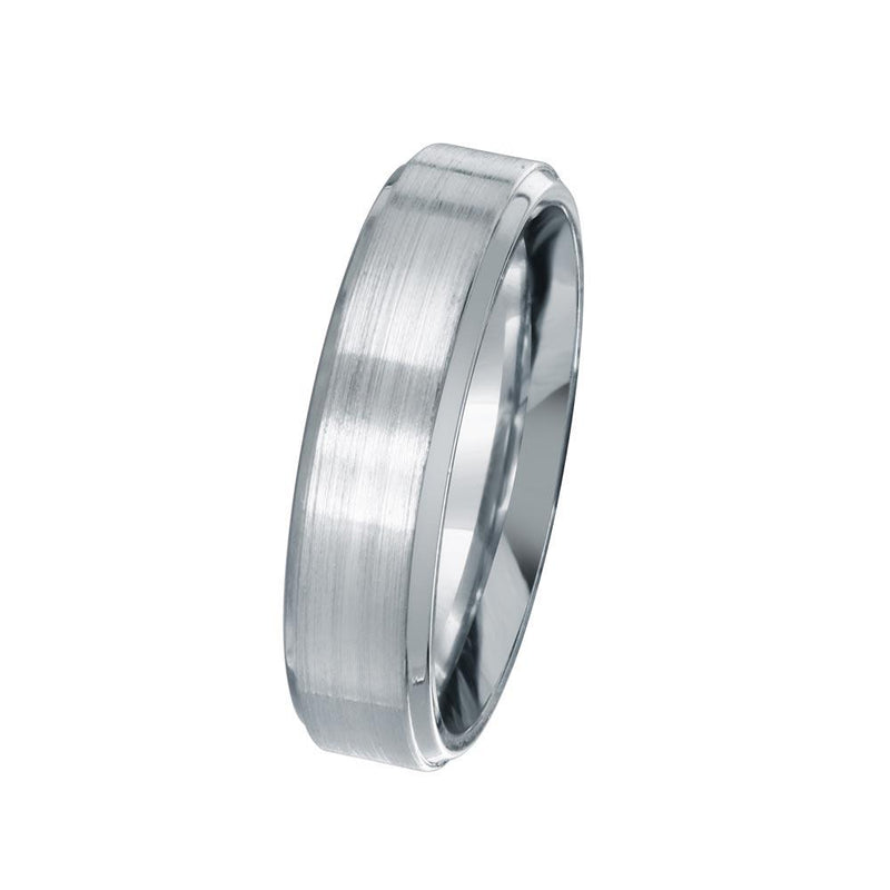Men's Sterling Rhodium Plated 925 Sterling Silver Bordered Matte Finish Band 6mm - EWR00002 | Silver Palace Inc.