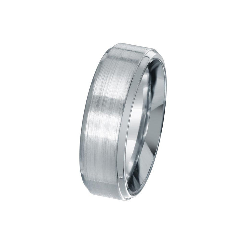Men's Sterling Rhodium Plated 925 Sterling Silver Bordered Matte Finish Band 7mm - EWR00004 | Silver Palace Inc.