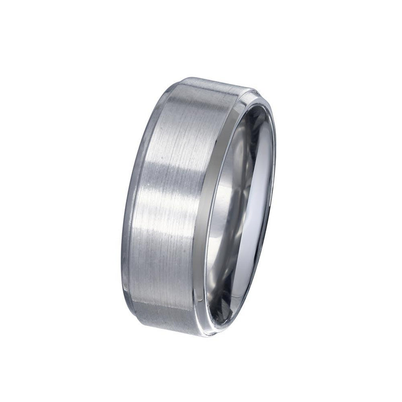 Men's Sterling Rhodium Plated 925 Sterling Silver Bordered Matte Finish Band 8mm - EWR00005 | Silver Palace Inc.