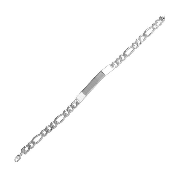Silver 925 Engravable ID Super Flat Figaro 120 Bracelet 4.5mm - ID-FIG120 | Silver Palace Inc.