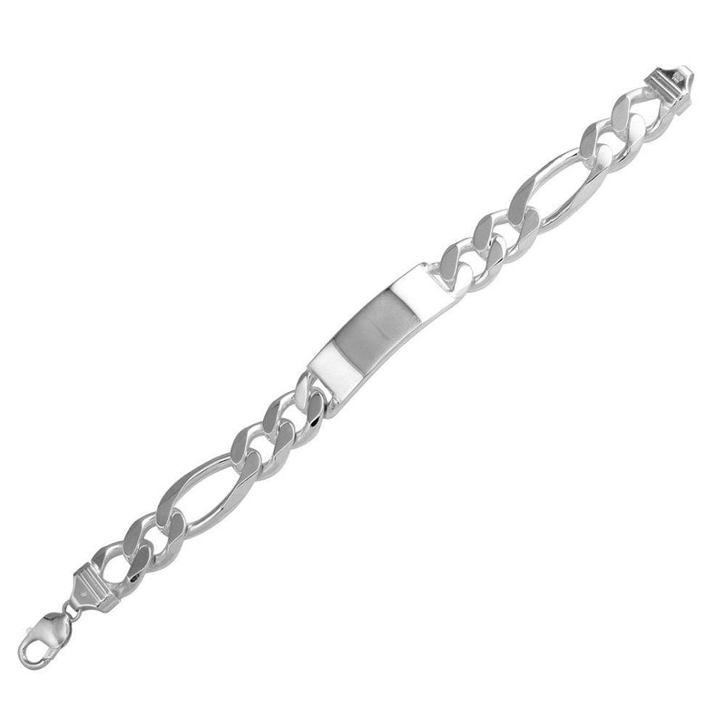 Silver 925 Engravable ID Figaro 400 Bracelet 16.3mm - ID-FIG400 | Silver Palace Inc.