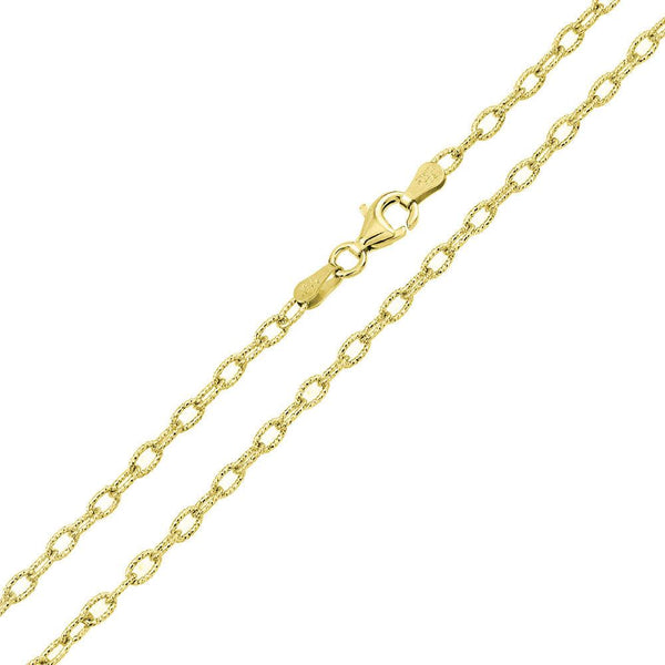 Silver Gold Plated Wire Oval Loop Chain 2.8mm - CH326 GP | Silver Palace Inc.