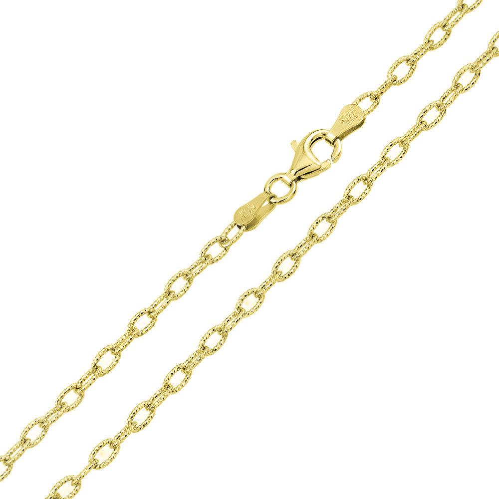 Silver Gold Plated Wire Oval Loop Chain 3.7mm - CH327 GP | Silver Palace Inc. #plating_gold