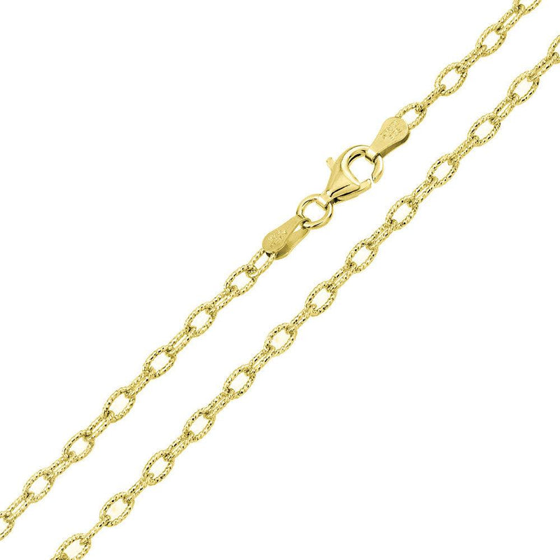 Silver Gold Plated Wire Oval Loop Chain 3.7mm - CH327 GP | Silver Palace Inc.