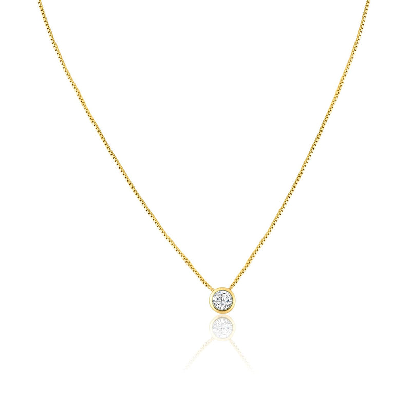 Sterling Silver Gold Plated Round Solitaire Necklace - GCP00001GP