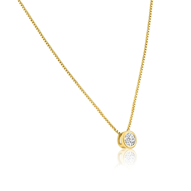 Gold Plated Round Solitaire Pendant Necklace - GCP00001GP | Silver Palace Inc.